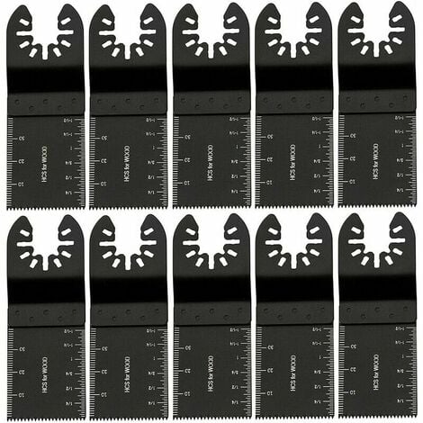 Lames de Scie Oscillantes pour Métal/Bois, 10 PCS Outil Multifonction Saw Blades Accessoires Kit de 34mm, Accessoires d'outils en Acier au Carbone, pour Bosch Fein - Noir