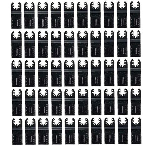 Lames de Scie Oscillantes pour Métal/Bois, 50 PCS Outil Multifonction Saw Blades Accessoires Kit de 34mm, Accessoires d'outils en Acier au Carbone, pour Bosch Fein - Noir