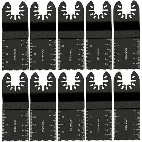 Lames de scie oscillantes pour métal/bois, lot de 10 accessoires pour outils multifonctions (34 mm), acier au carbone, pour Bosch Fein – Noir