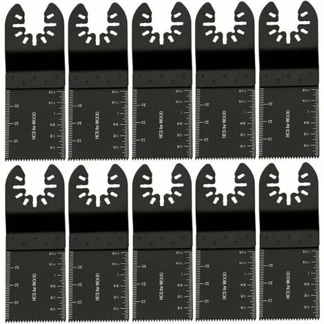 Lames de scie oscillantes pour métal/bois, lot de 10 accessoires pour outils multifonctions (34 mm), acier au carbone, pour Bosch Fein – Noir