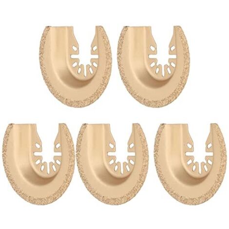 Lames de Scie Oscillantes Semi-circulaires 5 Pièces, Résistance à L'usure en Carbure pour Béton Carrelage Pierre, avec Peinture électrophorétique Anti-corrosion, -