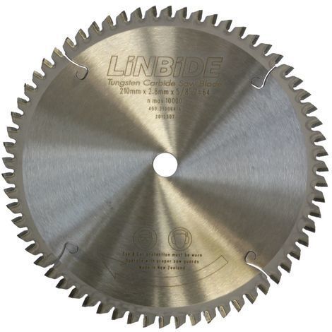 Lames de scie pour la découpe d'aluminium, dibond et pvc ø210 x 15,88 mm x 1,6 mm 54 dents Z64-5° MW Tools SSCLN54