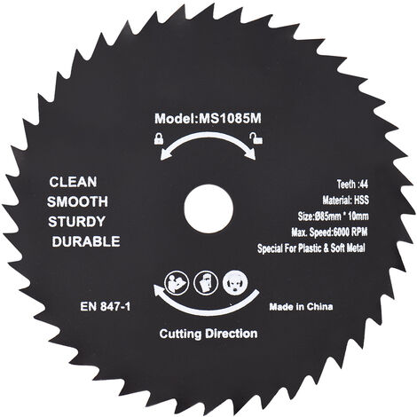 Lames de scie pour plastique Lames de scie circulaire HSS de 85 mm (3-3/8) Lames de scie de finition à 44 dents pour arbres de plaques de tuyaux en plastique (US et EU 10mm)