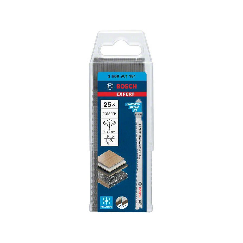 Bosch - Lame de scie sauteuse Expert 'Hardwood 2-sided clean' t 308 bfp 25pcs. 2608901181