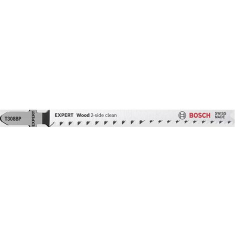 Lames de scie sauteuse BOSCH® EXPERT T308BP longueur 117 mm, pour bois, conditionnement 3 pièces