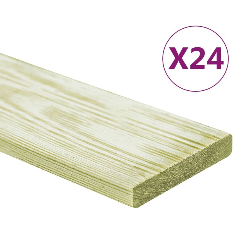 Tableaux de plancher en bois massif à épingle imprégné 24pz ensemble 2,88 m² 1M