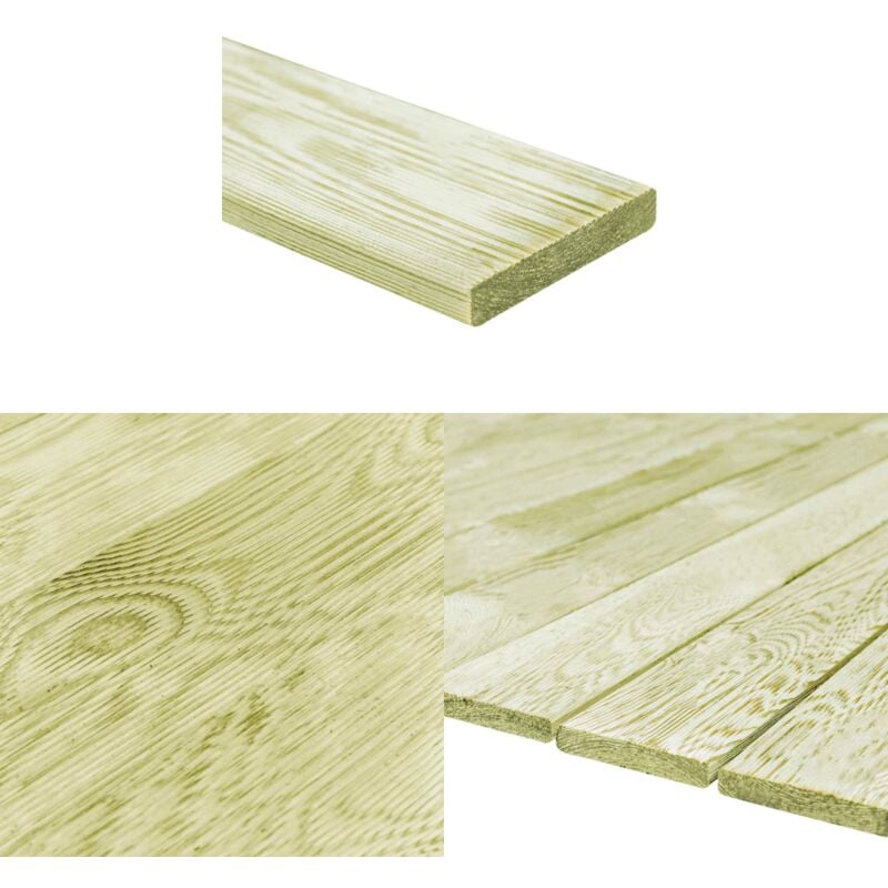 Lames de terrasse 12 pcs 1,44 m² 1 m Bois de pin imprégné - Planches De Terrasse - Bois Traité - Terrasse Extérieur - Decking - Jardin - Home & Living