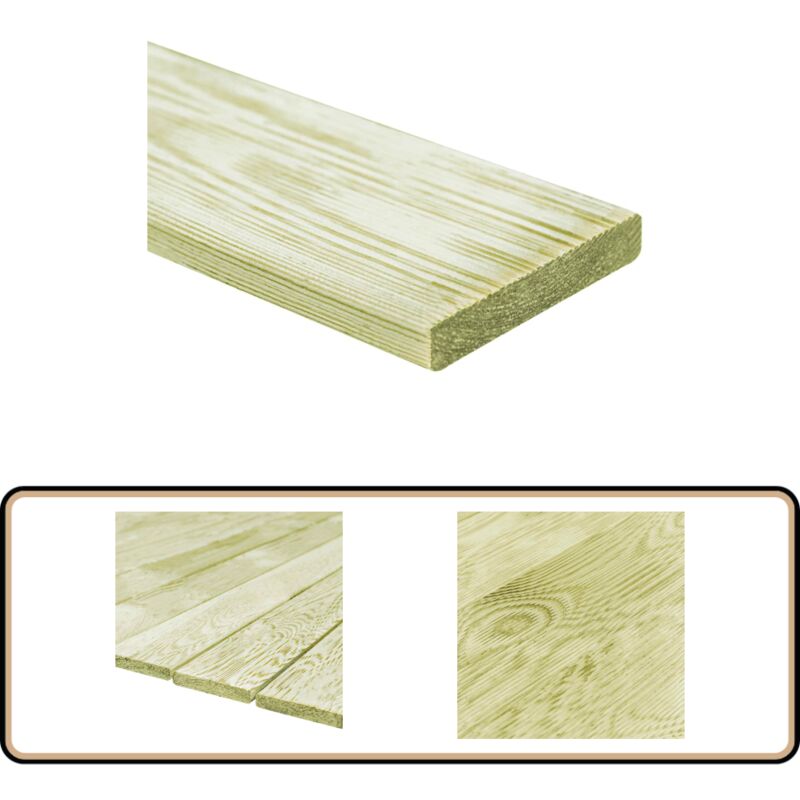 Lames de terrasse 12 pcs 1,44 m² 1 m Bois de pin imprégné - Planches De Terrasse - Bois Traité - Terrasse Extérieur - Decking - Jardin