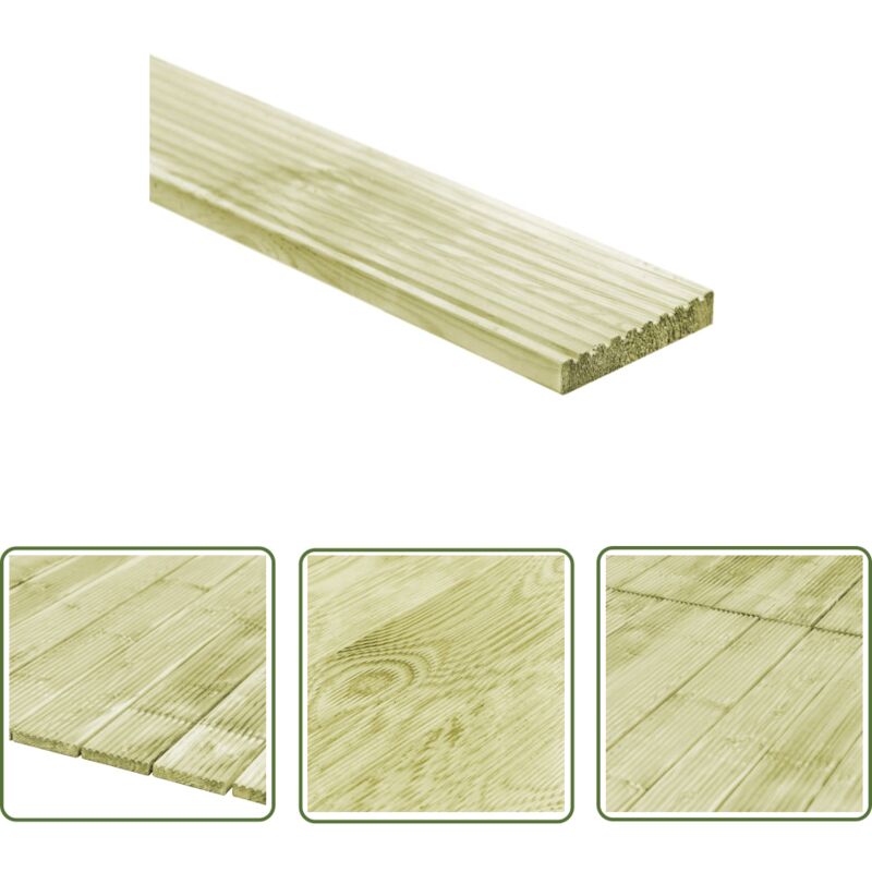 The Living Store - Lames de terrasse 8 pcs 1,16 m² 1 m Bois de pin imprégné - Planches De Terrasse - Bois Traité - Terrasse Extérieure - Decking