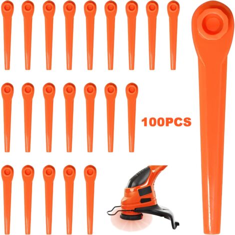 Lames débroussailleuse 70mm, Lot de 100 Lames de Rechange pour Coupe Bordure, Lame Tondeuse, Lame Plastique Coupe Bordure pour Coupe-Bordures Gardena 9823 9825 9820 982