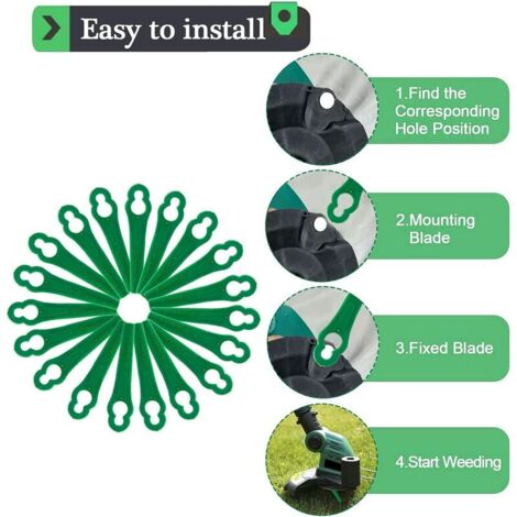Lames en Plastique de Rechange,  Tondeuse à Gazon en Plastique Lames, Lame de Rechange pour Coupe - 50pcs - Lame Verte L83 - Ouverture 105mm,