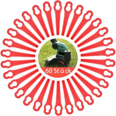 Lames en Plastique, Lames en Plastique de Rechange, 60 pcs Lames de Tondeuse Jardin, Lames de Coupe en Plastique de Remplacement, Lames rigides en Plastique pour Coupe-bordures de Rechange