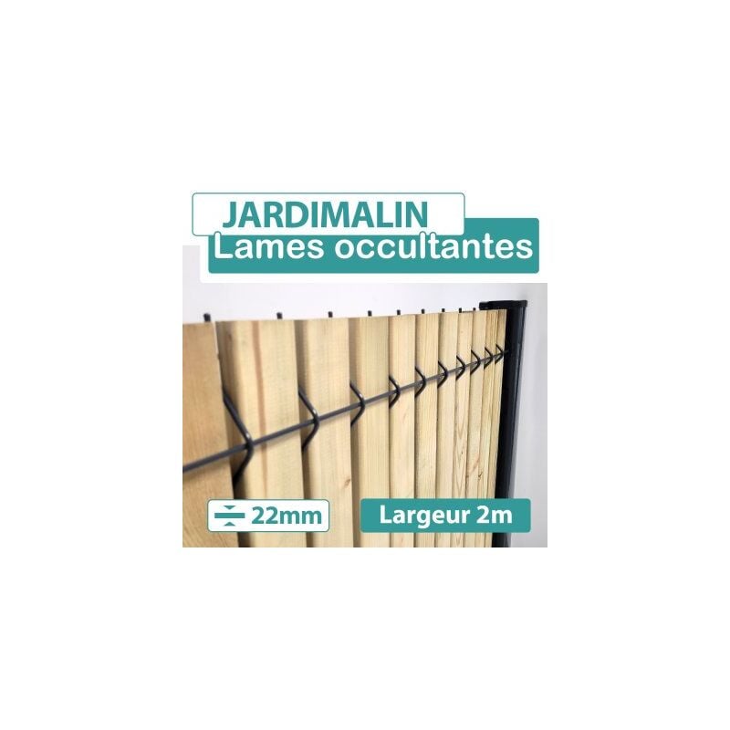 Cloture&jardin - Lames Occultation Bois Clair - 2M - jardimalin - 1,03 mètre