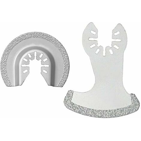 Lames Oscillantes à Grain Oscillant Lot de 4 Lames Diamantées Oscillantes d'outil Multifonction Faucille et de Demi-cercle pour Rainures Meulage Carrelages et Murs en Béton Argent，