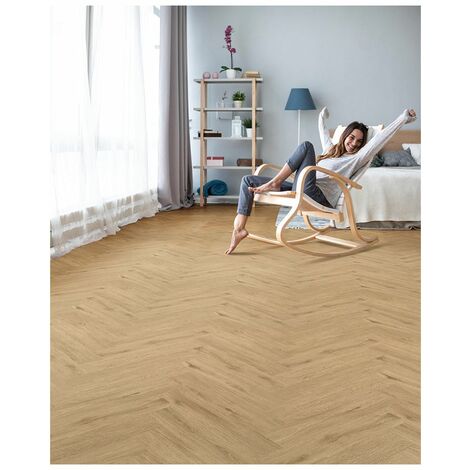 Lames pvc clipsable chevron  Deauville imitation parquet chêne clair