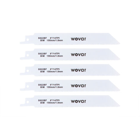 Lames scie sabre 922BF coupe fine métal 150 mm - Set 5 pièces