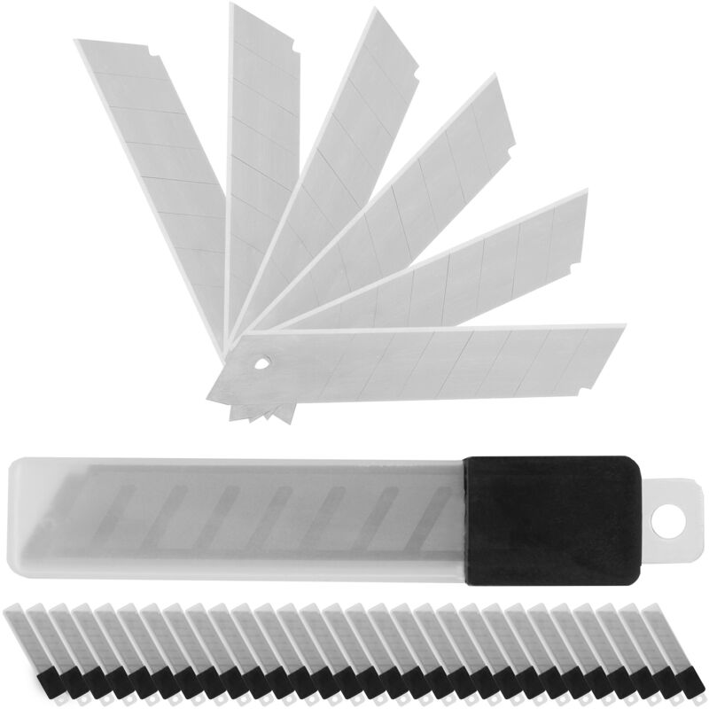 Relaxdays - Lames de cutter, 18 mm, lot de 300, lame de rechange, 7 segments, ultra tranchantes, acier, argentées
