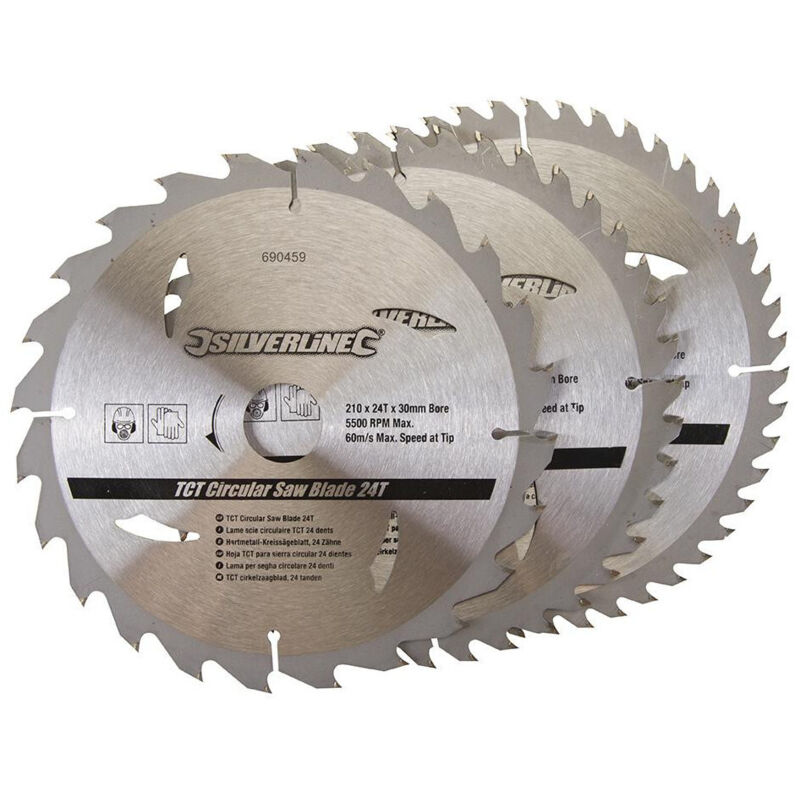 Lames Carbure Tct 210x30/25/16mm Silverline 690459