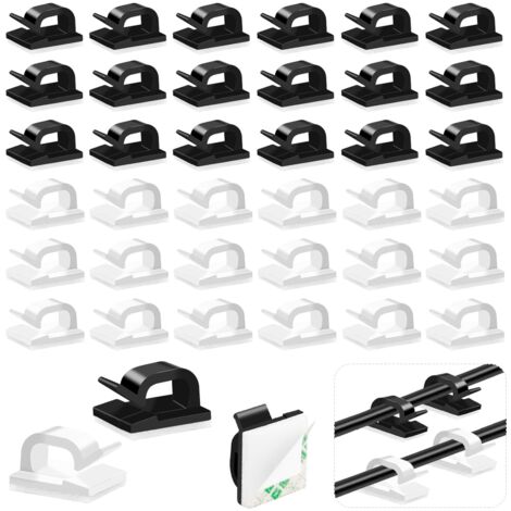 Lamicall - Lot de 80 supports de câbles autocollants - Clips de câble - Support mural autocollant de 2 à 4 mm de diamètre - Borne de finition pour câble d'alimentation, câble de charge USB, guirlandes