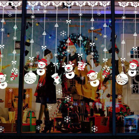 Lámina adhesiva navideña para ventana, pegatinas navideñas de copos de nieve, pegatinas de PVC extraíbles y reutilizables, ideales para decoración.