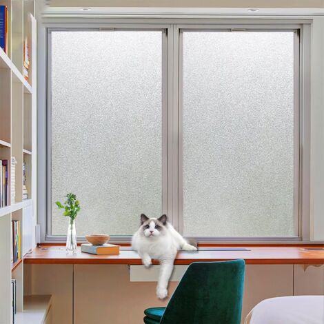 Lámina de privacidad para ventanas de 40 x 200 cm, fácil de cortar, sin adhesivo, protege la privacidad, adherencia estática, lámina para ventanas sin adhesivo, con herramienta, para baño, acabado mat