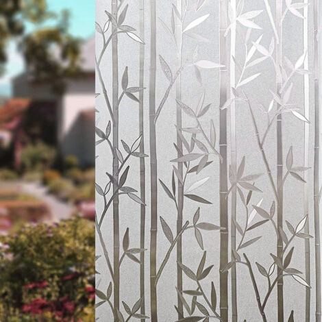 Lámina decorativa para ventanas con diseño de bambú, antiestática, sin adhesivo, translúcida, semitransparente, tamaño 45 x 100 cm.