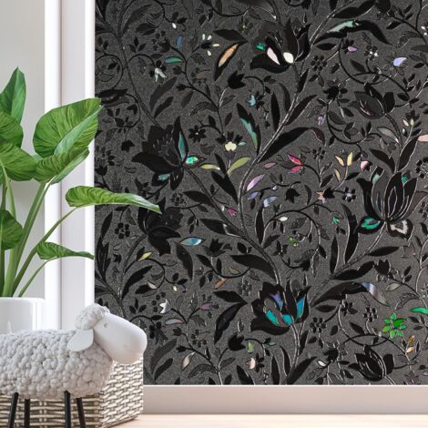 Lámina opaca para ventanas, tulipán negro, protección UV para dormitorio y baño, 30 x 400 cm