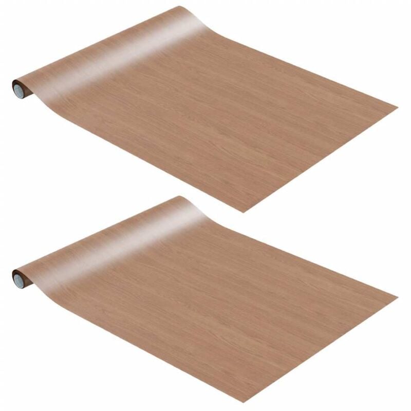 

Láminas autoadhesivas muebles 2 uds PVC roble claro 500x90 cm - Marrón - Vidaxl