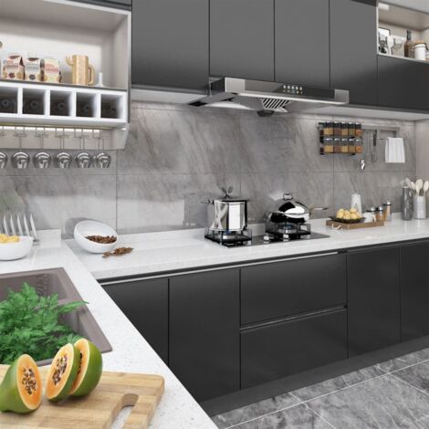 Láminas autoadhesivas muebles PVC negro 500x90 cm vidaXL789164