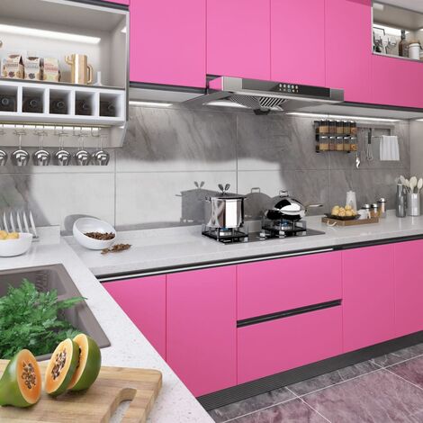 Láminas autoadhesivas muebles PVC rosa brillante 500x90 cm
