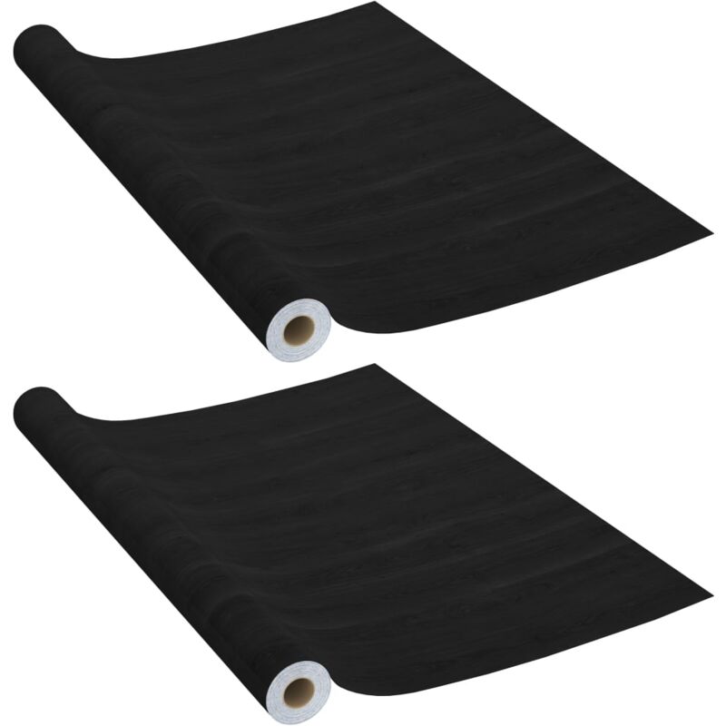 

vidaXL Láminas autoadhesivas puertas 2 uds PVC madera oscuro 210x90cm - Negro