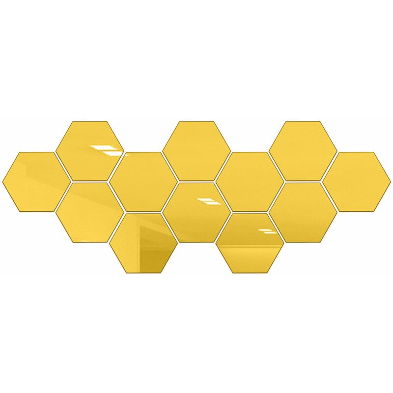 

Laminas de espejo hexagonales reflectantes flexibles Azulejos de espejo autoadhesivos Pegatinas de espejo sin vidrio,Oro, tipo 4