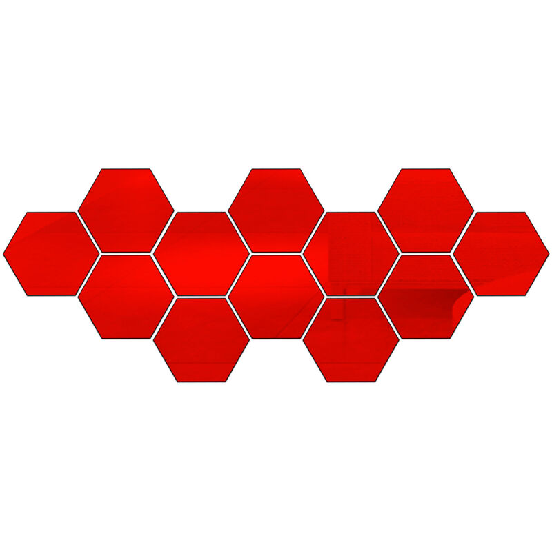 

Laminas de espejo hexagonales reflectantes flexibles Azulejos de espejo autoadhesivos Pegatinas de espejo sin vidrio,Rojo, tipo 1