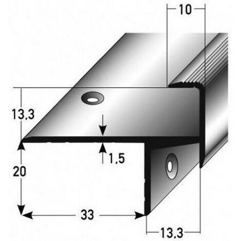 Laminat-Parkett-Treppenkante / Winkelprofil Cardale, Einfasshöhe 13,3 mm, 33 mm breit, Aluminium eloxiert, gebohrt-goldfarbig-1000 - goldfarbig