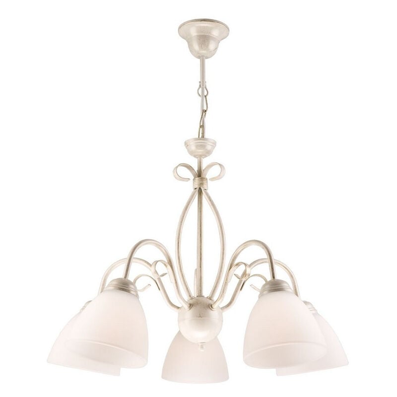 Lamkur Adelle Plafonnier suspendu à bras multiples avec abat-jour en verre, blanc, 5x E27