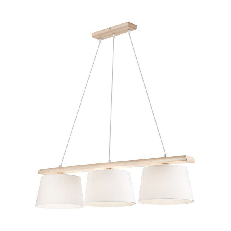 Lamkur Aida Suspension bar avec abat-jour en tissu blanc vieilli, 3x E27