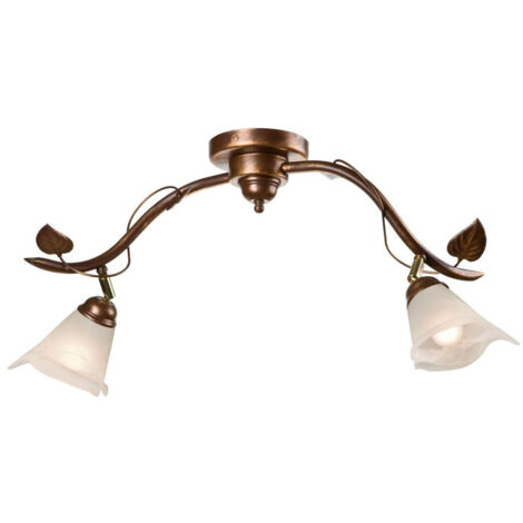 Lamkur Bluszcz Plafoniera semi-incasso multibraccio con paralumi in vetro, marrone, 2x E14