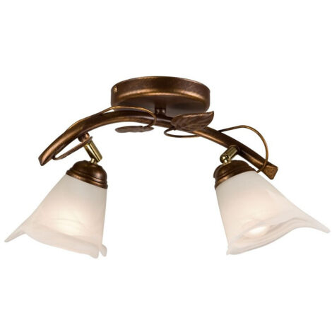 Lamkur Bluszcz Plafoniera semi-incasso multibraccio con paralumi in vetro, marrone, 2x E14