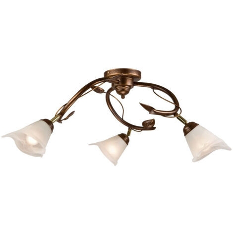 Lamkur Bluszcz Plafoniera semi-incasso multibraccio con paralumi in vetro, marrone, 3x E14