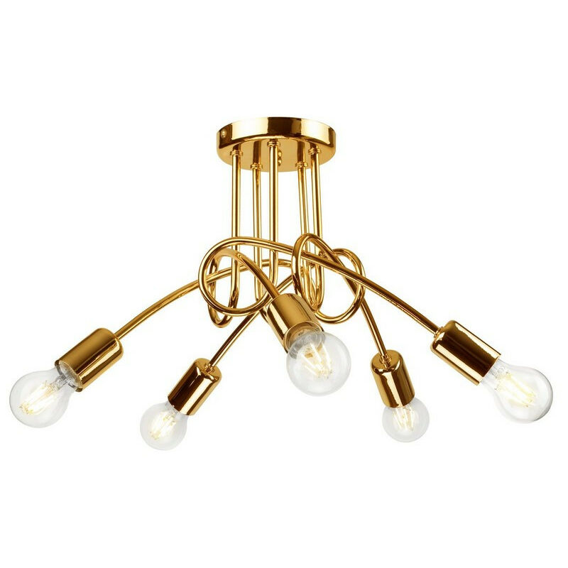 Image of Lamkur Camilla Flexi Camilla Multi Arm Lampada da soffitto semi-incasso dorata, 5x E27