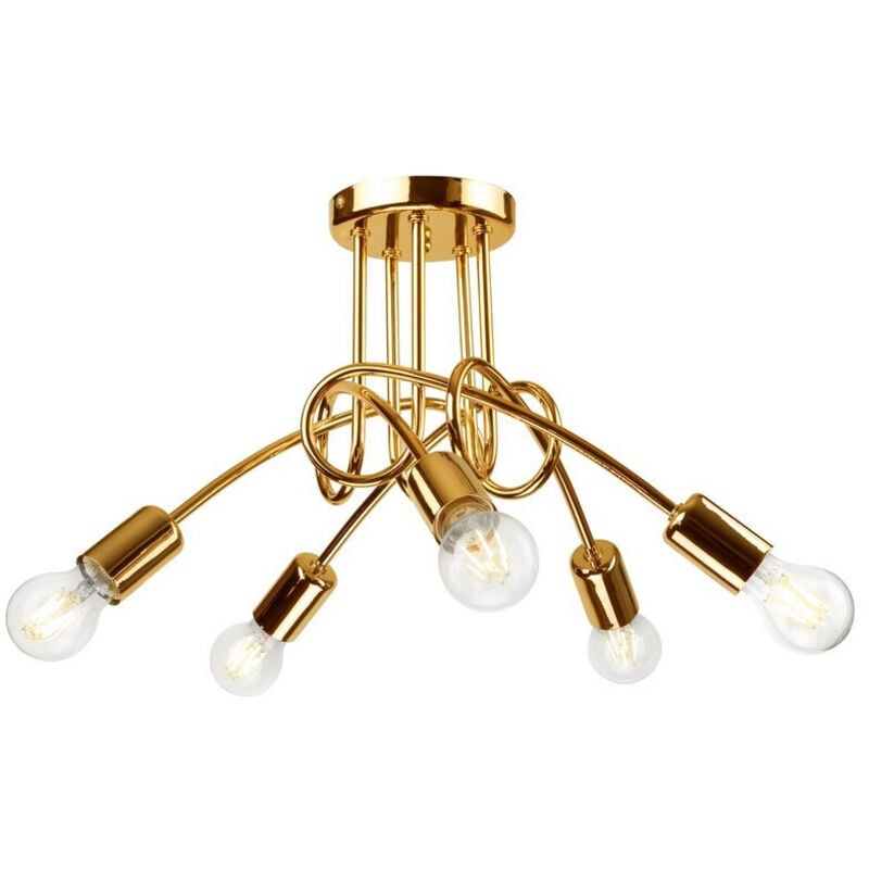 Image of Lamkur Camilla Flexi Camilla Multi Arm Lampada da soffitto semi-incasso dorata, 5x E27