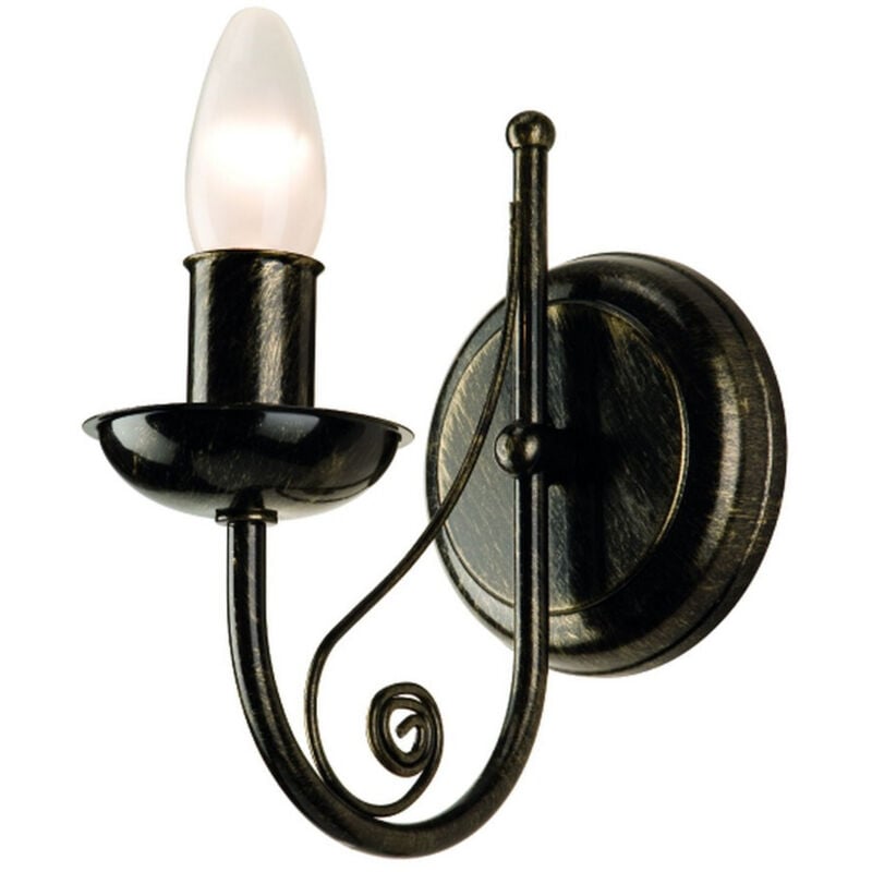 Image of Lamkur Donato Applique a candela con paralumi in tessuto, nero, 1x E14