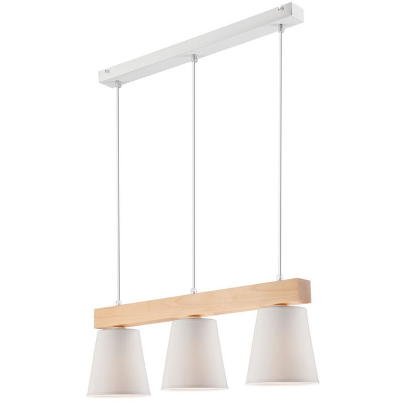 Lamkur Lighting - Lamkur Enrico Plafonnier suspendu bar avec abat-jour en tissu, blanc, 3x E27