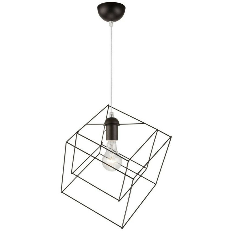 Image of Lamkur Lighting - Lamkur Lampada da soffitto a sospensione Wire Frame nera, 1x E27