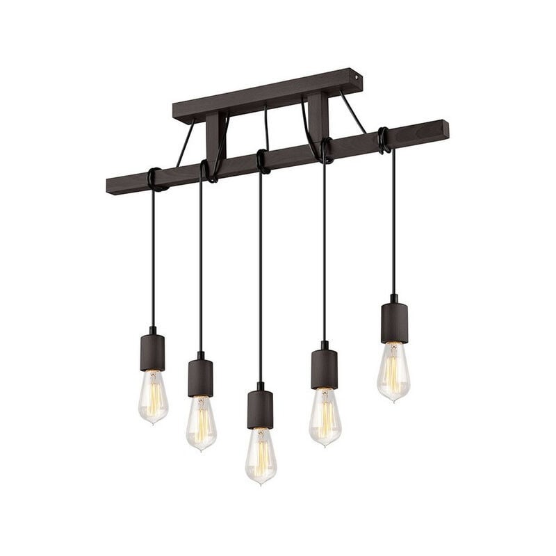 Lamkur Lighting - Lamkur Leon Industrial Plafonnier bar suspendu wengé, 5x E27