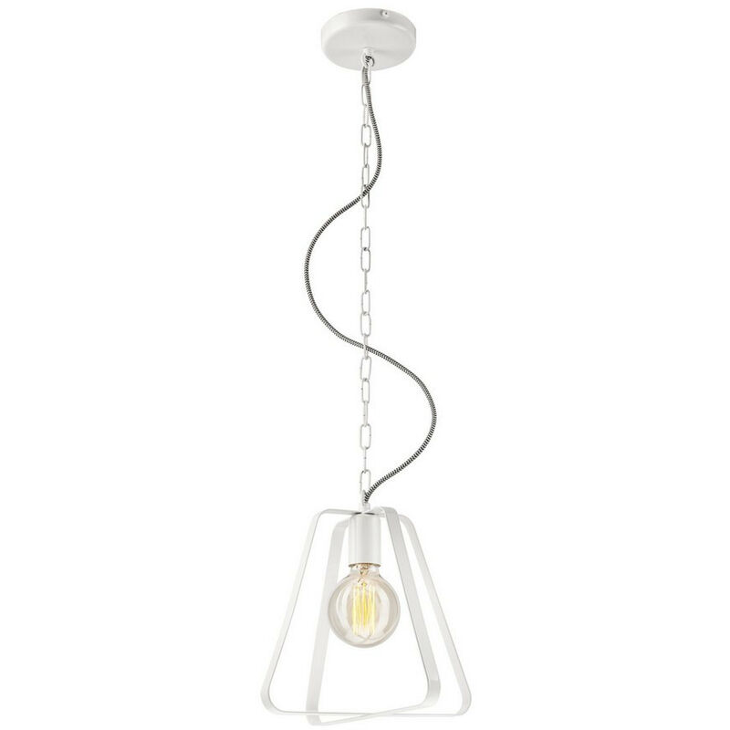 Image of Lamkur Lighting - Lamkur Riccardo Lampada da soffitto a sospensione Wire Frame bianca, 1x E27