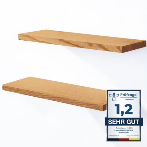 LAMO Manufaktur 2 Stück Wandregal aus Holz 2x 42cm SET 4 Gerade Farbe: Rustikal