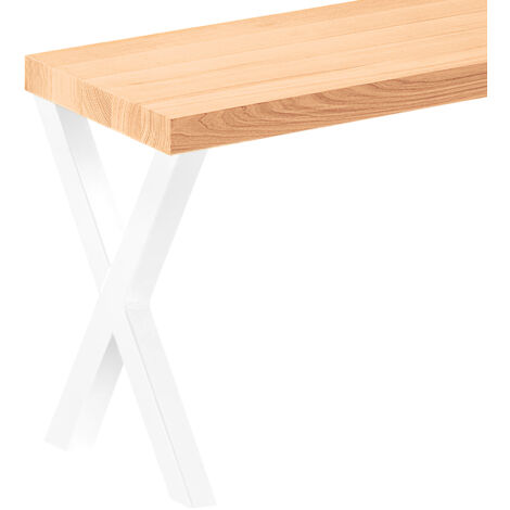LAMO Manufaktur Banc d’entrée 30x40x47 cm (l x L x h), pied en métal modèle Creative Blanc / assise en bois brut, LSB-01-A-001-40-9016Cr