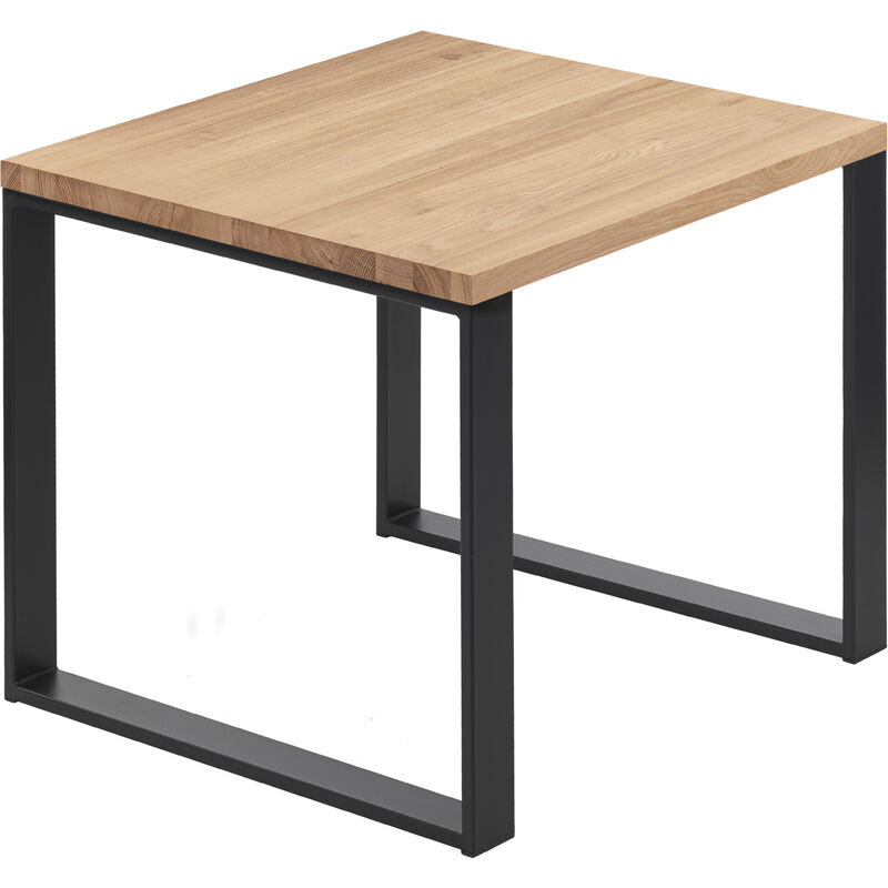 Beistelltisch Gerade Kante Couchtisch kleiner Tisch 60x60x76 cm (LxBxH), Modern, Esche Natur / Schwarz, LBG-01-A-002-9005M - Lamo Manufaktur