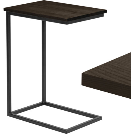 LAMO Manufaktur Beistelltisch Laptoptisch Sofatisch mobiler Kaffeetisch Nachttisch 50x35x67 cm Gestell Schwarz 100% Echtholz Massiv Platte farbe: Schwarz